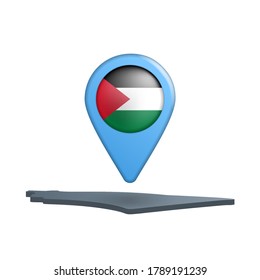 Palestine Flag Map Pin On White