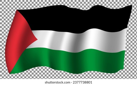 Bandera palestina, ilustración móvil, realista, vectorial.
