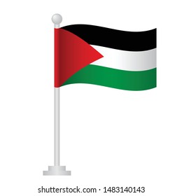 Palestine flag. National flag of Palestine on pole vector 