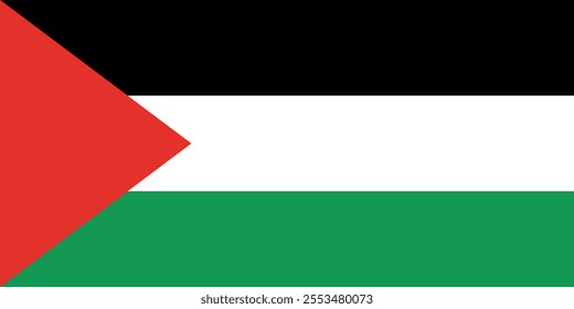 Palestine flag in official colors, dimensions and aspect ratio. Vector flag symbolizing national pride, identity, heritage, patriotism and authority