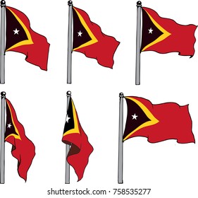 Palestine flag on pole vector drawn