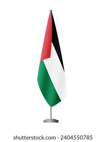 Palestine flag on flag stand for official meetings, transparent background, vector