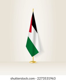 Palestine flag on a flag stand. Vector illustration.