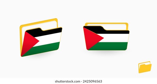 Palestine flag on two type of folder icon. Vector illustration.