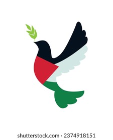 palestine flag in peace dove design