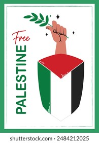 Palestine flag and the phrase "Free Palestine" 