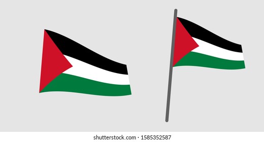 Palestine flag with pole, vector file eps 10