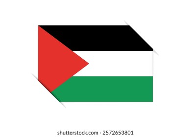 Palestine flag - rectangle colorful flag representing a country cultural identity and heritage. The essence of national pride and unity. Attached by the corners in a paper album