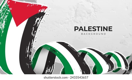 Palestine Flag Ribbons in Circles with Grunge Texture Background