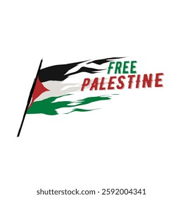 Palestine Flag with Ripped Texture Perfect for Print, Apparel, etc