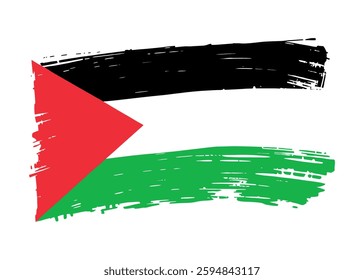 Palestine Flag with Rough Paint Texture - Abstract Symbol of Identity