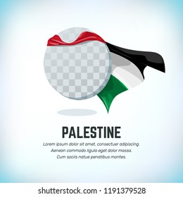 Palestine flag. Round flying template with national color cloak. Can be used with logo or mascot. Use for sport or political symbol. Flag Day. Independence Day. National holiday. Travel icon. Vector.