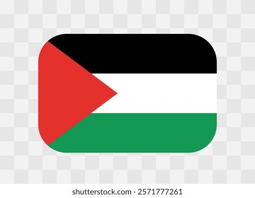 Palestine flag - rounded rectangle colorful flag representing a country cultural identity and heritage. The essence of national pride and unity. Vector flag on transparent background.