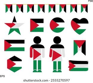 Palestine flag set. Isolated Palestine flag on white background