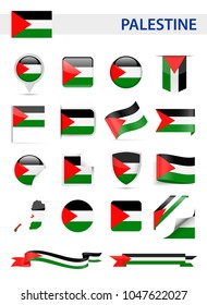 Palestine Flag Set - Vector Illustration
