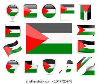 Palestine Flag Set - Vector Illustration