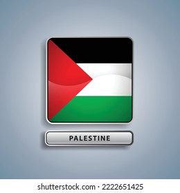 Palestine flag square button vector illustration