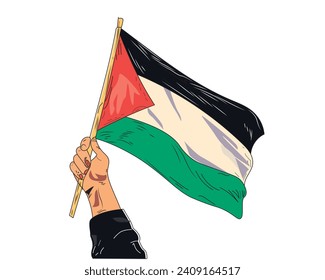 Palestine flag . Stand with a flag of palestine.Free palestine vector illustration isolate in white background.