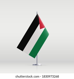 Palestine flag state symbol isolated on background national banner. Greeting card National Independence Day of the State of Palestine. Illustration banner with realistic state flag.