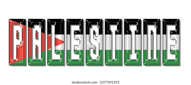 Palestine flag text font, 3D Palestine colorful background, Palestine flag vector illustration