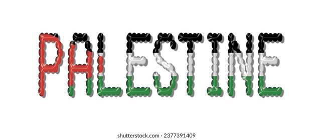 Palestine flag text font, 3D Palestine colorful background, Palestine flag vector illustration