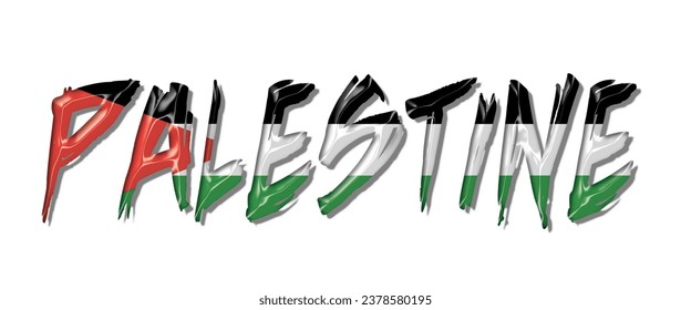 Letra de texto de la bandera PALESTINA, fondo de color 3D PALESTINA, ilustración vectorial de la bandera PALESTINA