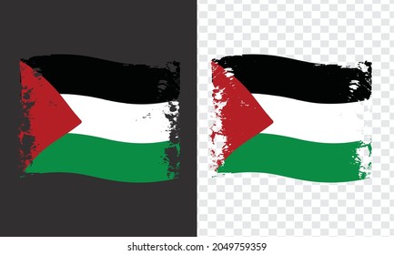Palestine Flag Transparent With Watercolor Paint Brush
