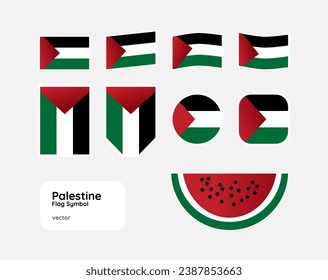 Palestine flag vector. Flag icon and symbol of palestine country. collecion of National flag of Palestine country isolated on white background.