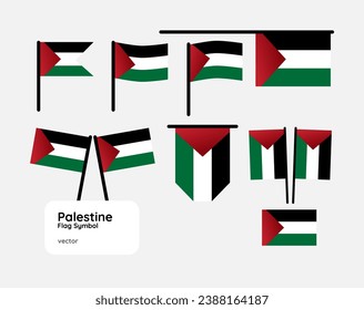 Palestine flag vector. Flag icon and symbol of palestine country. collecion of National flag of Palestine country isolated on white background.