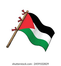 Vektorillustration der Palästina-Flagge in Gravurtechnik