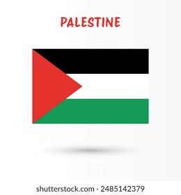 Ilustración vectorial de la bandera de Palestina aislada sobre fondo blanco.