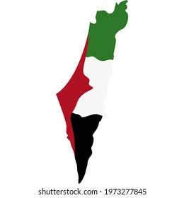 Palestine flag vector illustration on palestine map with white background 