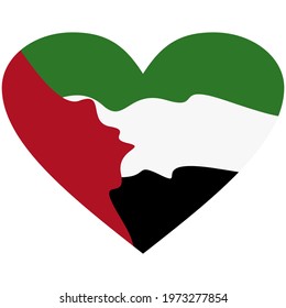 Palestine flag vector illustration on white background, love shape