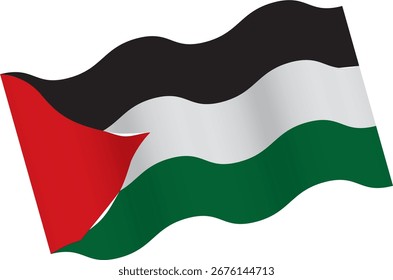 Palestine flag vector illustration, Flag of State of Palestine. Waving flag
