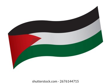 Bandera de Palestina, Ilustración vectorial del Estado de Palestina. Ondeando bandera