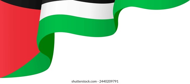 Palestine flag wave isolated on png or transparent background vector illustration.
