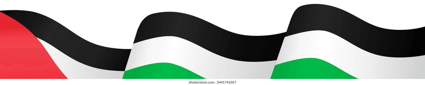 Palestine flag wave isolated on png or transparent background vector illustration.