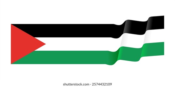 Palestine flag waving style. National flag. Banner and border design element. 