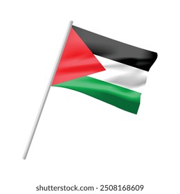 Bandeira da Palestina Acenando com Design Vetorial - Bandeira do Dia da Independência da Liberdade , bandeira nacional