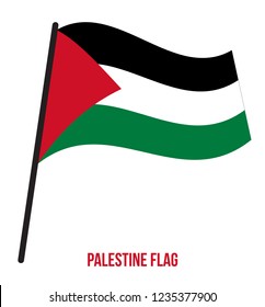 Palestine Flag Waving Vector Illustration on White Background. Palestine National Flag.