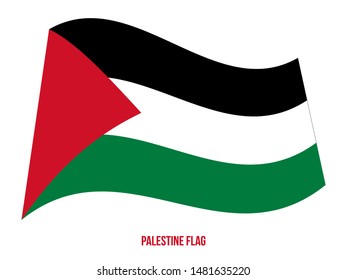 Palestine Flag Waving Vector Illustration on White Background. Palestine National Flag.