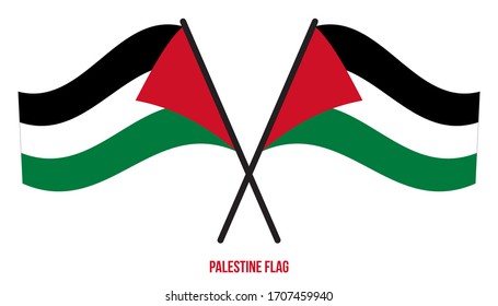 Bandera palestina ondeando ilustración vectorial en fondo blanco. Bandera Nacional Palestina.