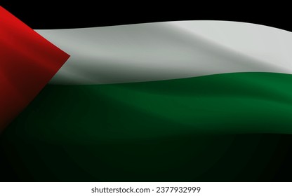 Palestine flag in the wind on a black backdrop. Perfect for patriotic, cultural, and event themes. Represents pride and solidarity, vector illustration