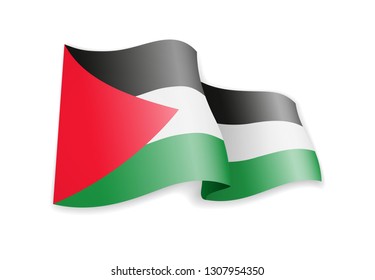 Palestine flag in the wind. Flag on white background vector illustration