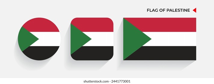 Palestine Flags arranged in round, square and rectangular shapes
