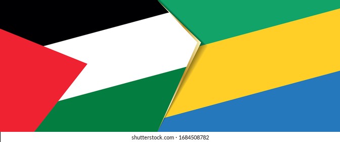 Palestine and Gabon flags, two vector flags symbol of relationship or confrontation.
