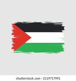 Palestine Or Gaza Flag With Brush Stroke Background