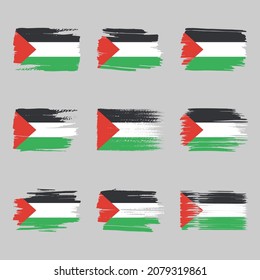 Palestine Or Gaza Flag Brush Strokes Painted