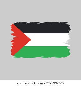 Palestine Or Gaza Flag Brush Strokes Painted 