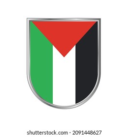 Palestine Or Gaza Flag With Silver Frame Vector Design